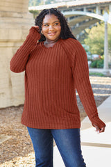 Basic Bae Full Size Ribbed Round Neck Long Sleeve Knit Top - Flyclothing LLC