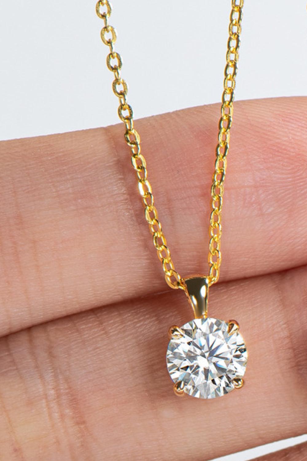 925 Sterling Silver 1 Carat Moissanite Chain-Link Necklace - Flyclothing LLC