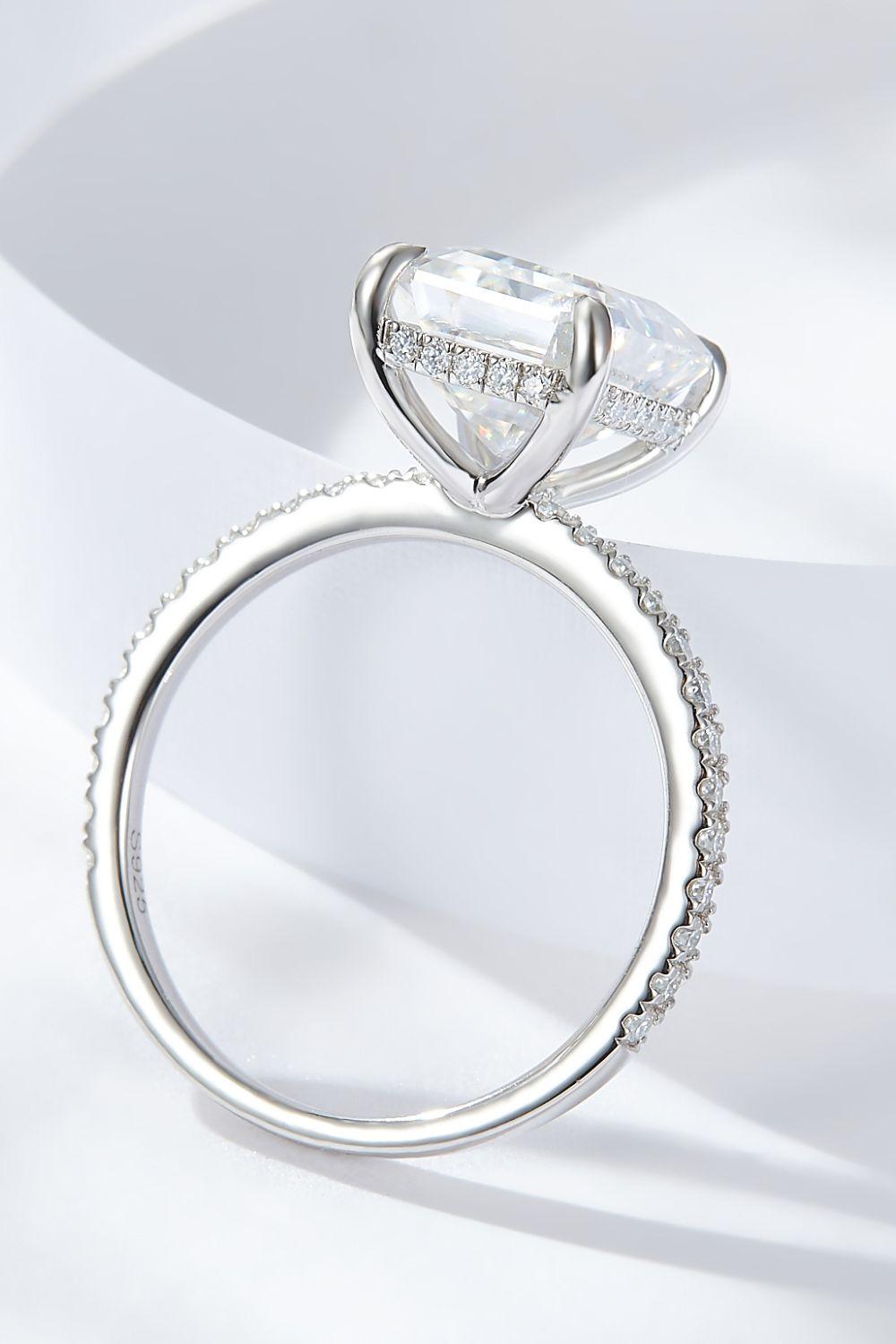 Emerald Cut 4 Carat Moissanite Side Stone Ring - Flyclothing LLC