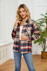 Collared Plaid Shacket - Flyclothing LLC