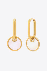 Copper White Mother-Of-Pearl Drop Earrings - Trendsi