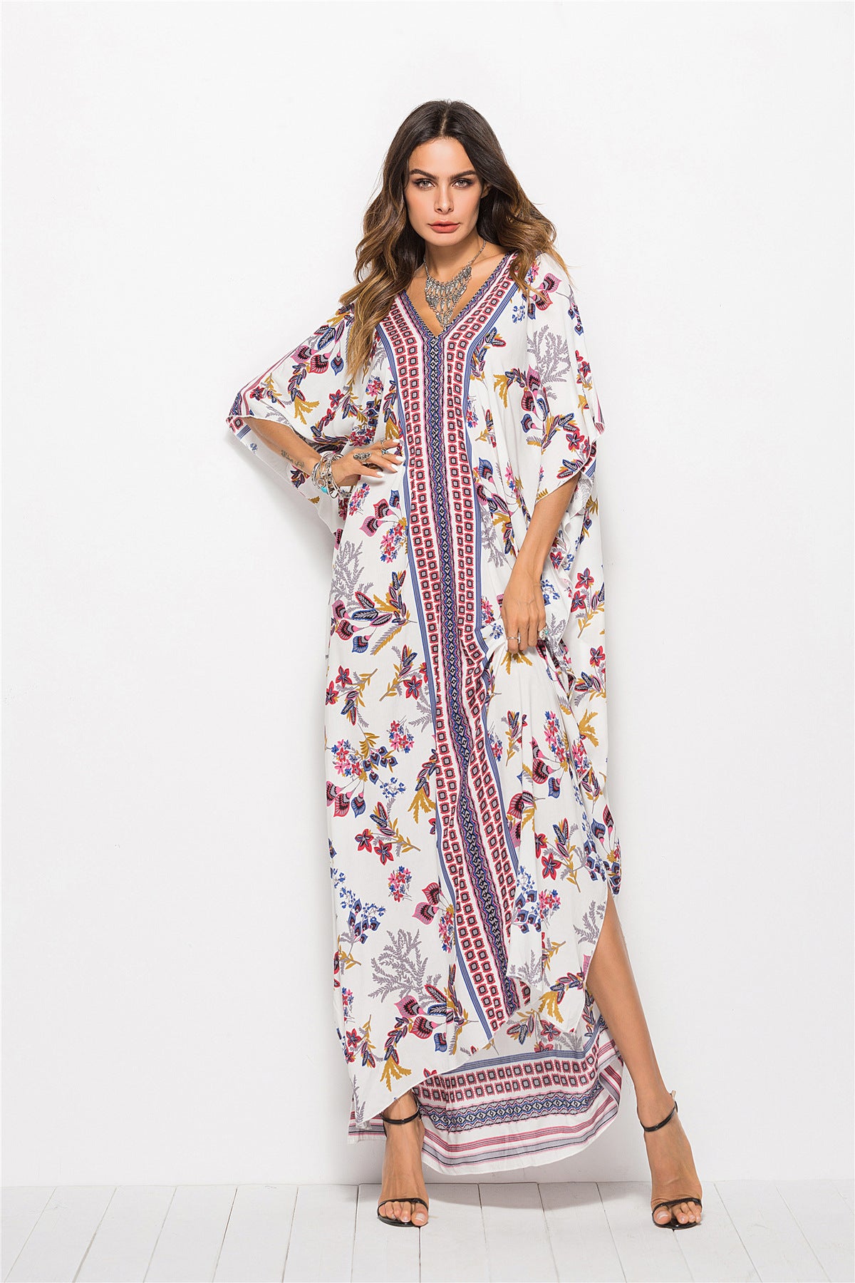 Floral Deep V Dolman Sleeve Split Maxi Dress – Flyclothing LLC