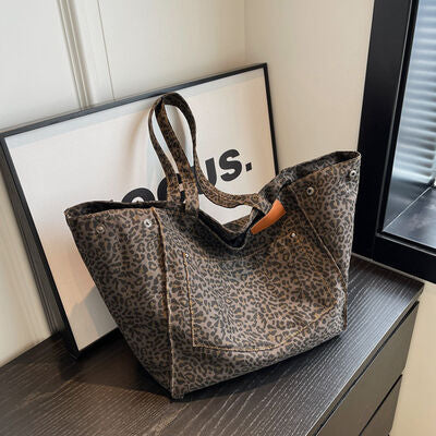 Leopard Canvas Tote Bag - Flyclothing LLC