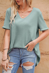 V-Neck Dropped Shoulder Tunic Top - Flyclothing LLC