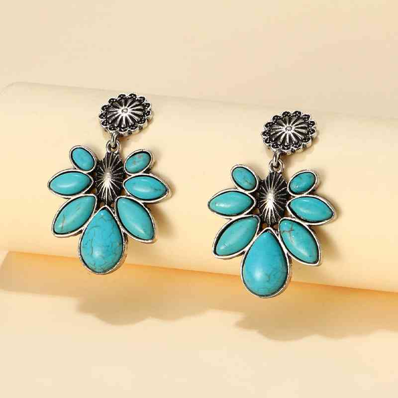 Artificial Turquoise Flower Earrings - Flyclothing LLC