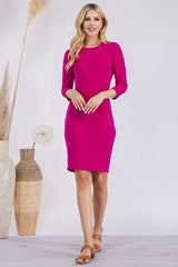 Celeste Full Size Round Neck Long Sleeve Slim Dress - Trendsi