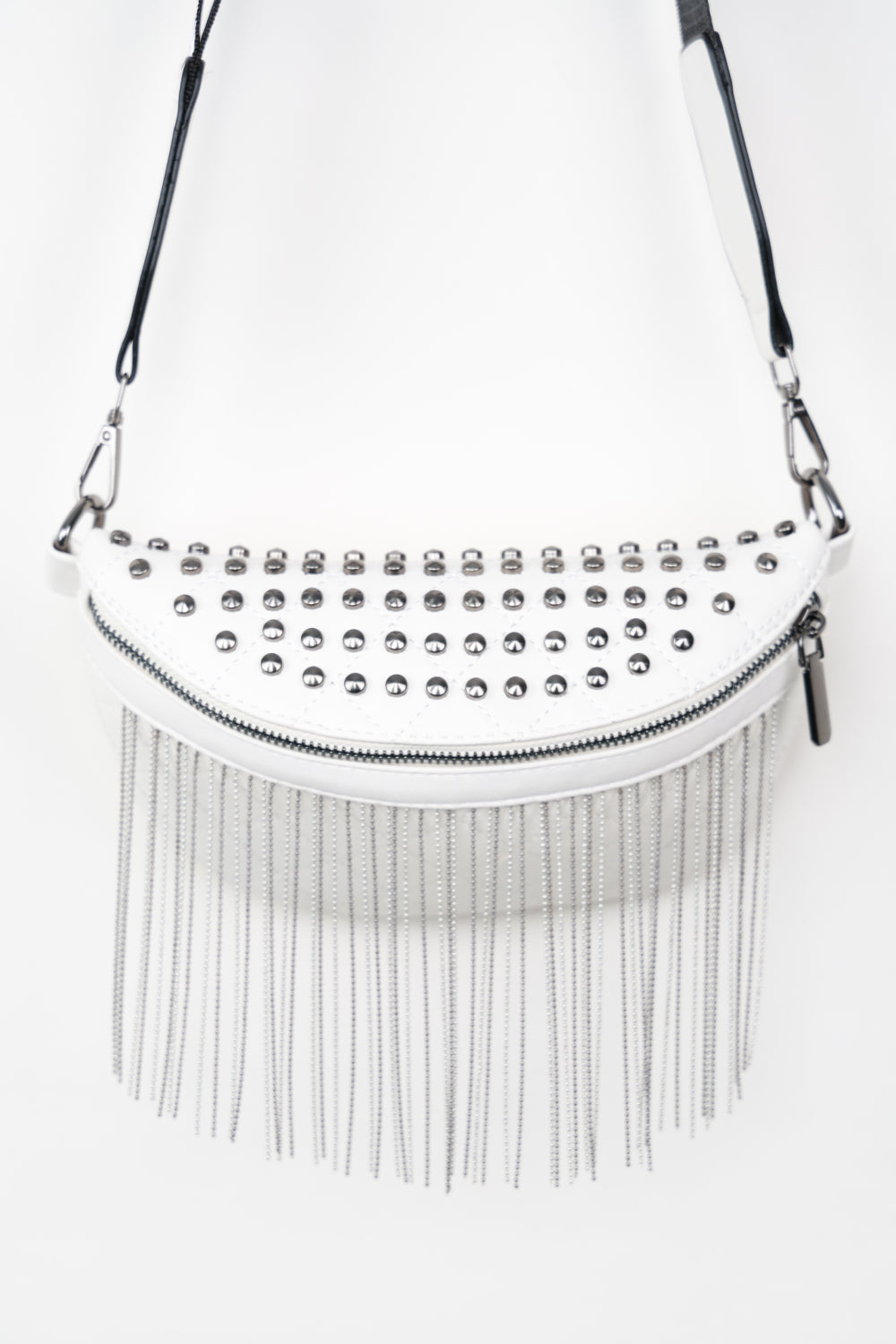 PU Leather Studded Sling Bag with Fringes - Flyclothing LLC