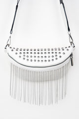 PU Leather Studded Sling Bag with Fringes - Flyclothing LLC