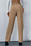 Belted Straight Leg Pants with Pockets - Flyclothing LLC