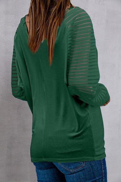 LUCKY V-Neck Raglan Sleeve Blouse - Trendsi