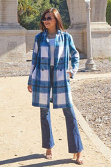 Double Take Full Size Plaid Button Up Lapel Collar Coat - Flyclothing LLC