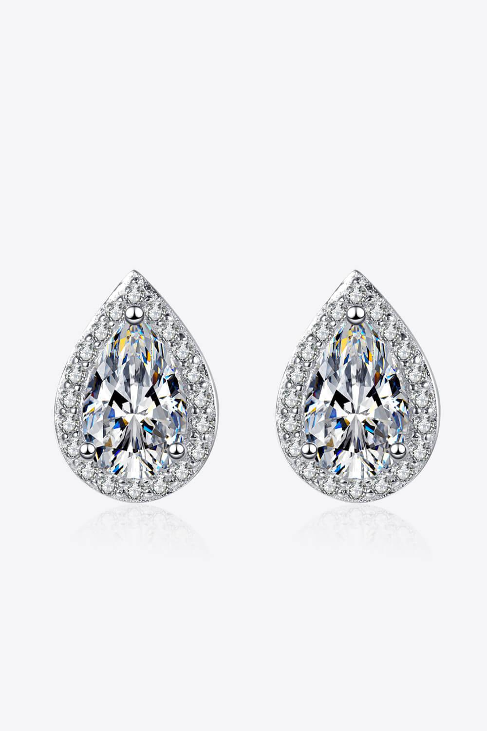 Moissanite Teardrop Stud Earrings - Flyclothing LLC