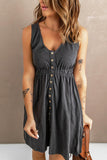 Sleeveless Button Down Mini Dress - Flyclothing LLC