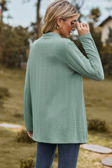 Textured Open Front Long Sleeve Cardigan - Flyclothing LLC