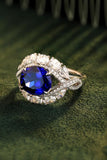 Platinum-Plated Lab-Grown Sapphire Ring - Flyclothing LLC