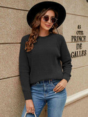 Round Neck Raglan Sleeve Sweater - Flyclothing LLC