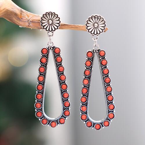 Alloy Beaded Teardrop Earrings - Trendsi