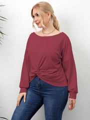 Plus Size Twisted Drop Shoulder T-Shirt - Flyclothing LLC