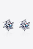 1 Carat Moissanite Rhodium-Plated Stud Earrings - Flyclothing LLC