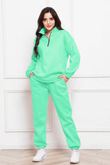 Half Zip Long Sleeve Sweatshirt and Pants Set - Flyclothing LLC