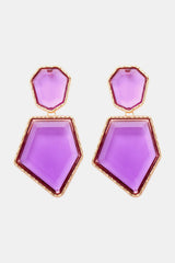 Geometrical Shape Zinc Alloy Frame Resin Dangle Earrings - Flyclothing LLC