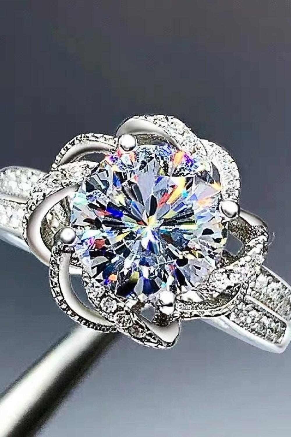 Moissanite Floral 18K Platinum-Plated Ring - Flyclothing LLC