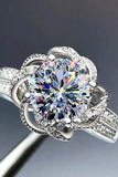 Moissanite Floral 18K Platinum-Plated Ring - Flyclothing LLC