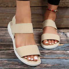 Rubber Open Toe Low Heel Sandals - Flyclothing LLC