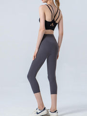 Wide Waistband Cropped Sports Leggings - Flyclothing LLC