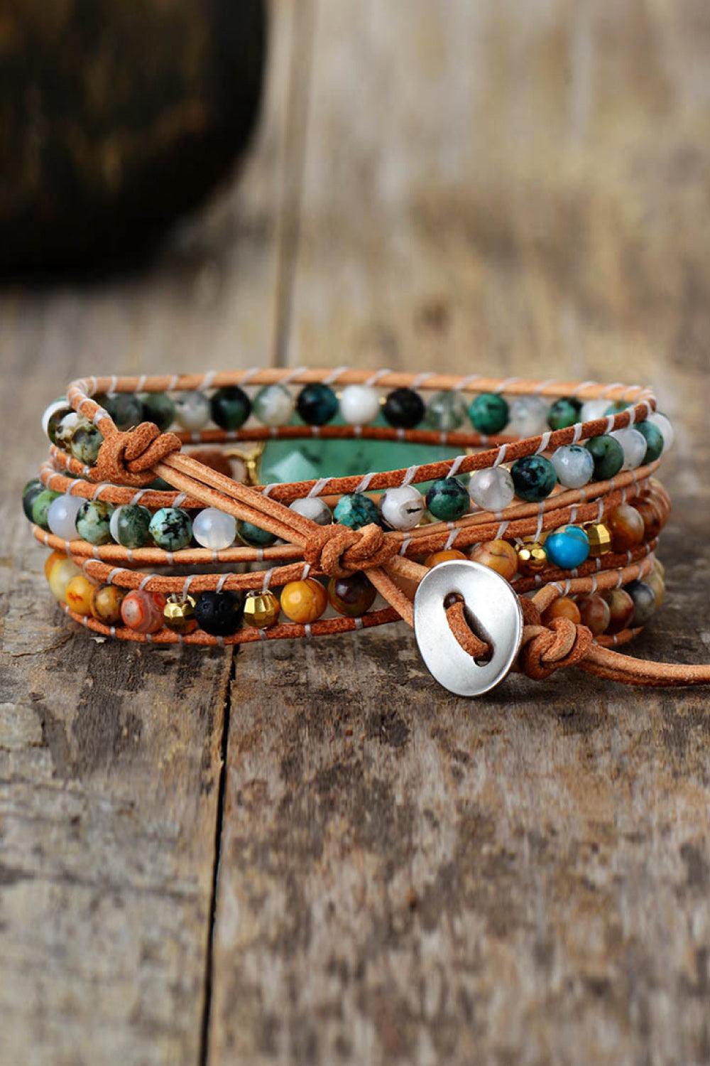 Natural Stone & Agate Layered Bracelet - Flyclothing LLC