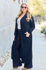 Basic Bae Full Size Open Front Long Sleeve Cover Up - Flyclothing LLC