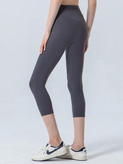 Wide Waistband Cropped Sports Leggings - Flyclothing LLC