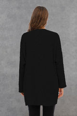 Pocketed Open Front Long Sleeve Cardigan - Flyclothing LLC