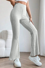 Basic Bae Full Size Ribbed High Waist Flare Pants - Flyclothing LLC