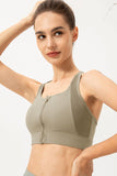 Zip-Up Round Neck Sports Bra - Flyclothing LLC