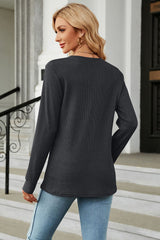 V-Neck Long Sleeve Blouse - Flyclothing LLC