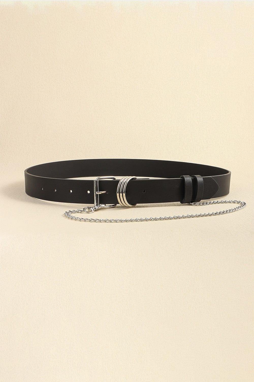 PU Leather Alloy Chain Belt - Trendsi