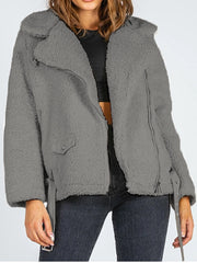 Zip-Up Belted Sherpa Jacket - Flyclothing LLC