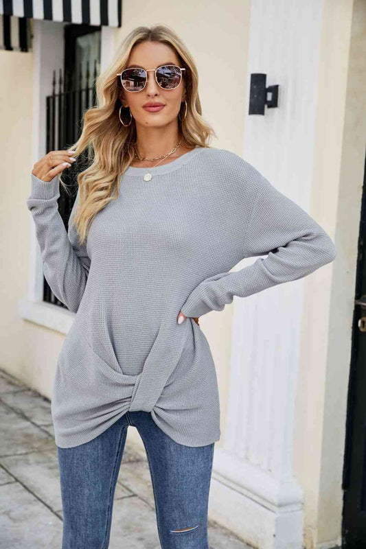 Twisted Round Neck Sweater - Flyclothing LLC