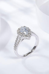 1 Carat Moissanite Teardrop Split Shank Ring - Trendsi