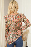 Floral V-Neck Babydoll Blouse - Flyclothing LLC