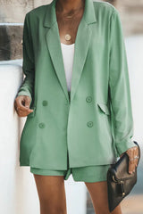 Longline Blazer and Shorts Set with Pockets - Flyclothing LLC