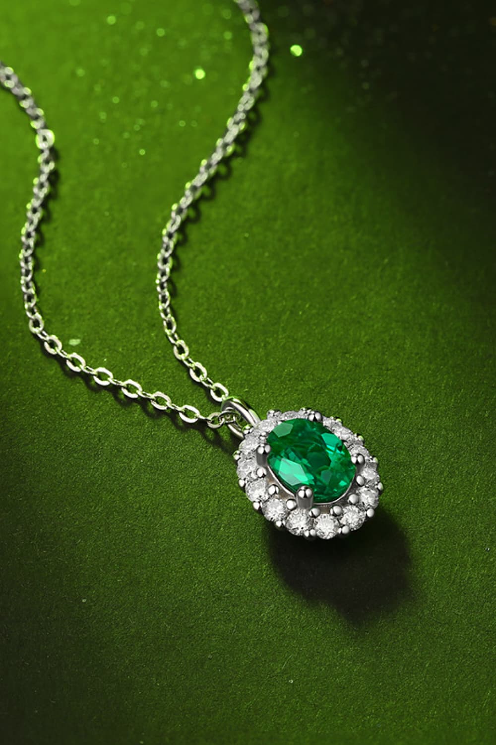 1.5 Carat Lab-Grown Emerald 925 Sterling Silver Necklace - Flyclothing LLC