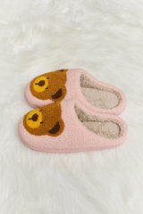 Melody Teddy Bear Print Plush Slide Slippers - Flyclothing LLC