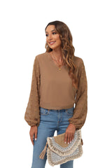 Swiss Dot Balloon Sleeve Blouse - Flyclothing LLC