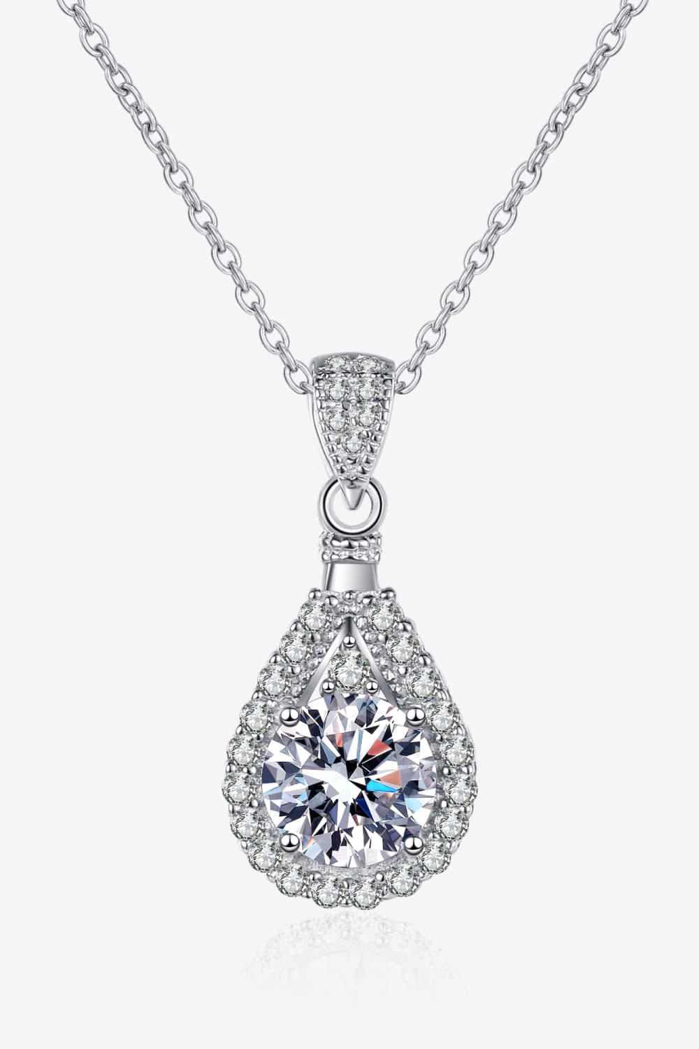 2 Carat Moissanite Teardrop Pendant 925 Sterling Silver Necklace - Flyclothing LLC