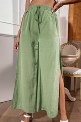 Side Slit Wide Leg Pants - Flyclothing LLC