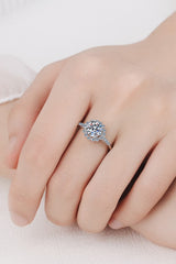 1 Carat Moissanite Rhodium-Plated Halo Ring - Flyclothing LLC