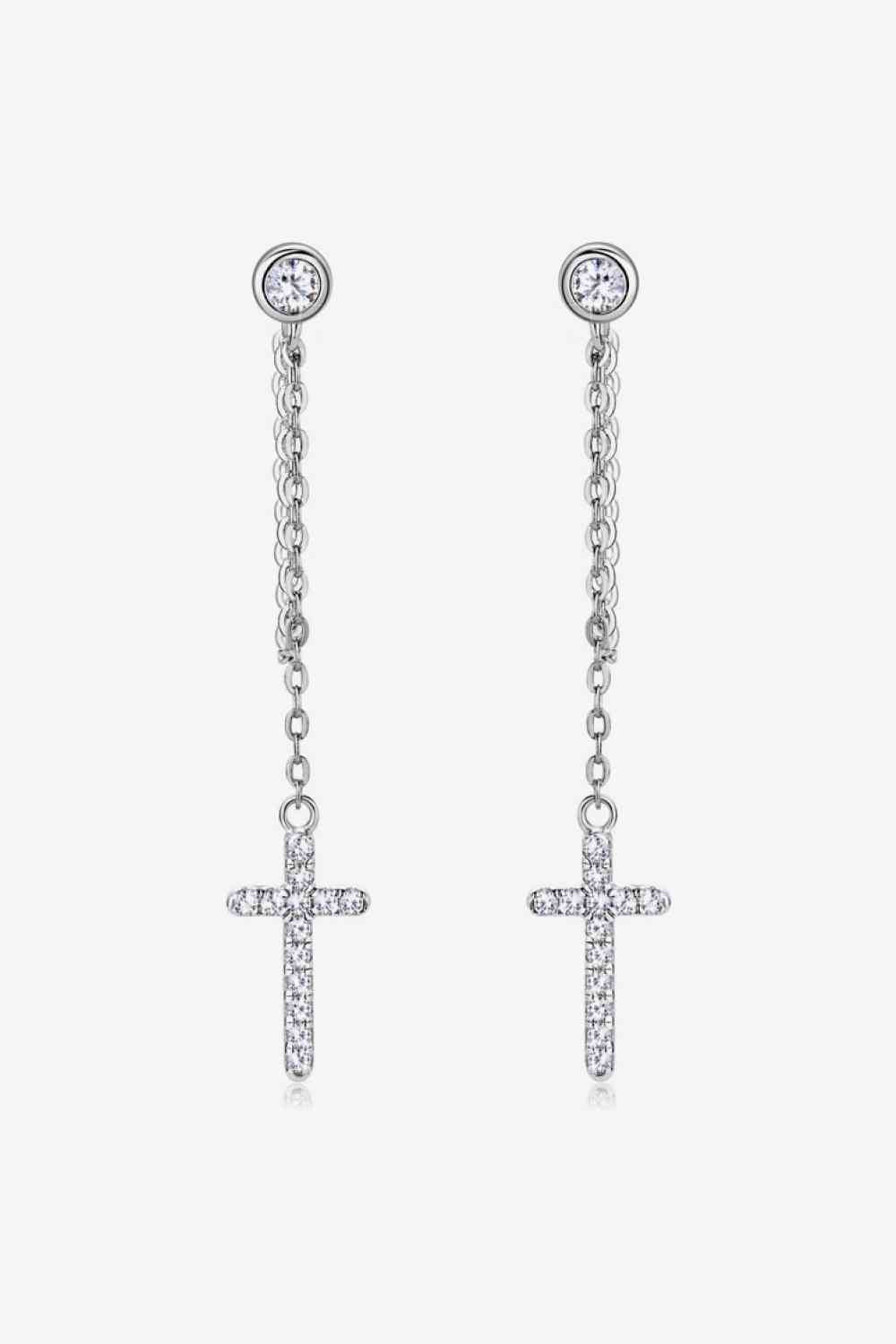 Moissanite 925 Sterling Silver Cross Earrings