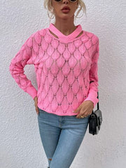 Openwork Cutout Dropped Shoulder Sweater - Flyclothing LLC